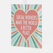 ソーシャルワーク感動的引用文ハートクリスマス ガラスオーナメント (正面左)