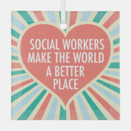 ソーシャルワーク感動的引用文ハートクリスマス ガラスオーナメント