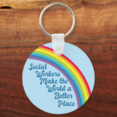 ソーシャルワーク感動的引用文レインボーキュートブルー キーホルダー (裏面)