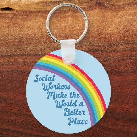 ソーシャルワーク感動的引用文レインボーキュートブルー キーホルダー (裏面)