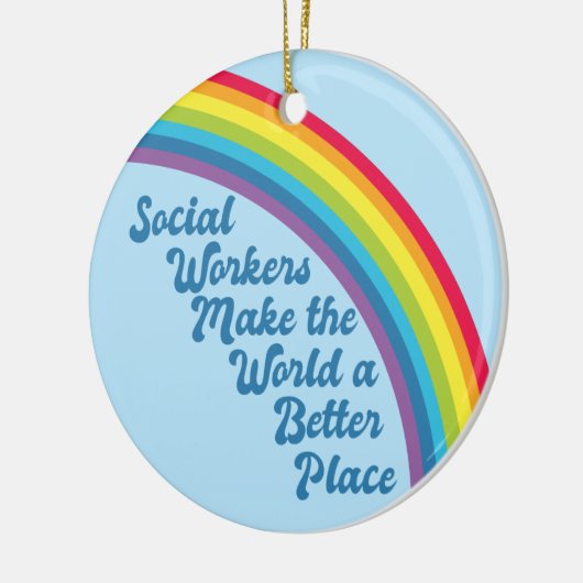 ソーシャルワーク感動的引用文レインボーブルー セラミックオーナメント (左)