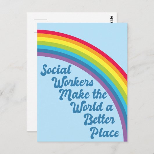 ソーシャルワーク感動的引用文レインボーブルー ポストカード (正面/裏面)