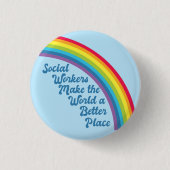 ソーシャルワーク感動的引用文レインボーブルー 缶バッジ (正面)