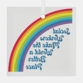 ソーシャルワーク虹の美しいクリスマスプレゼント ガラスオーナメント (裏面)