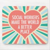 ソーシャルワー感動的ク引用文ハートレトロの色 マウスパッド (正面)
