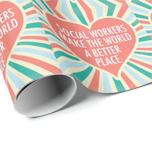 ソーシャルワー感動的ク引用文ハートレトロの色 ラッピングペーパー (ロールコーナー)