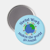 ソーシャルワー感動的ク引用文ブルーワールド マグネット (正面/裏面)