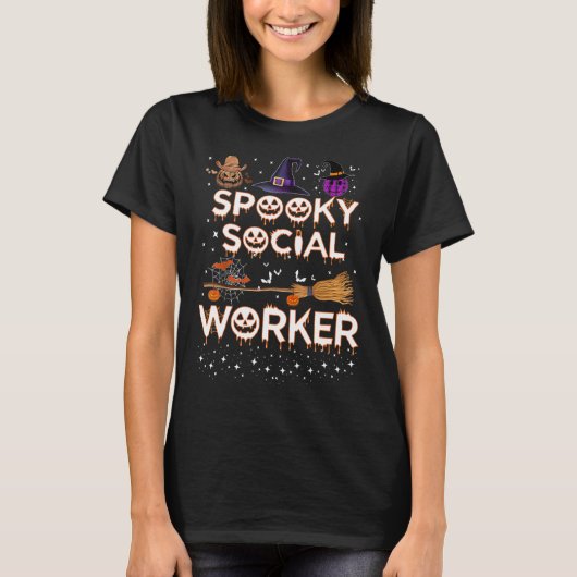 ソーシャル不気味ワーカーハロウィーン2022 For Social Wor Tシャツ (正面)
