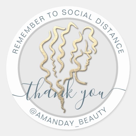 ソーシャル保距離美しい白を思い出感謝していす ラウンドシール (正面)