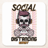 ソーシャル分散の専門家ゲームデザイン スクエアペーパーコースター (正面)