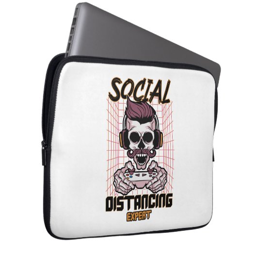 ソーシャル分散の専門家ゲームデザイン ラップトップスリーブ (正面右)