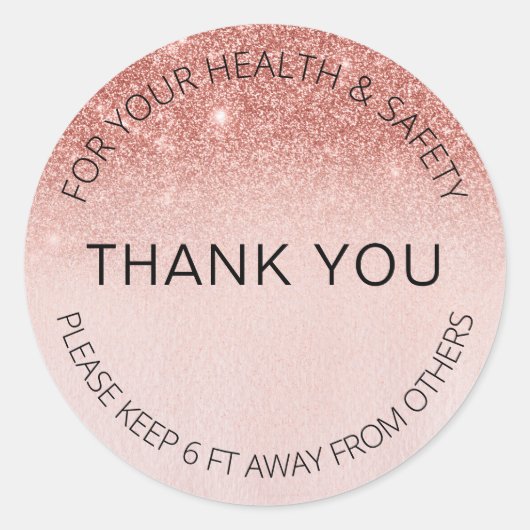 ソーシャル分散バラ金ゴールドグリッターサロン6フィート遠くに ラウンドシール (正面)