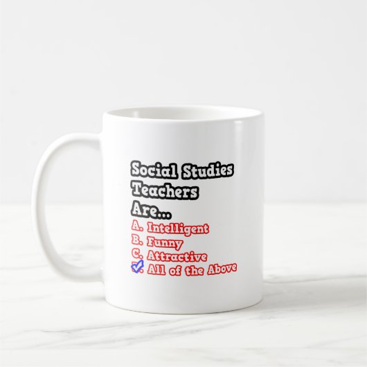 ソーシャル勉強先生クイズ…ジョーク コーヒーマグカップ (左)