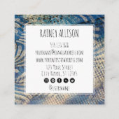 ソーシャル芸術的アイコファンキーン付きブルーミュージックテーマ スクエア名刺 (裏面)