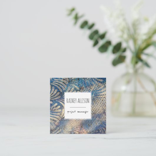 ソーシャル芸術的アイコファンキーン付きブルーミュージックテーマ スクエア名刺 (スタンド正面)