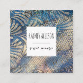 ソーシャル芸術的アイコファンキーン付きブルーミュージックテーマ スクエア名刺 (正面)