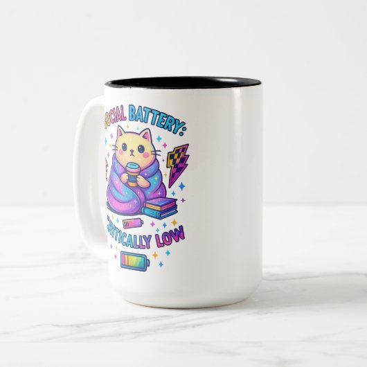 ソーシャル電池の批評的.... ツートーンマグカップ (正面左)