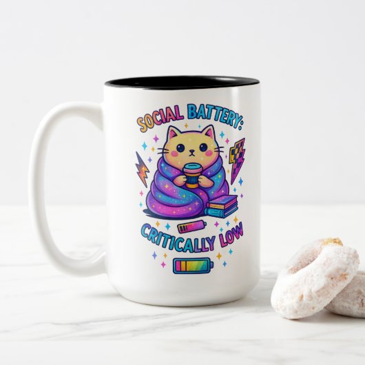 ソーシャル電池の批評的.... ツートーンマグカップ (ドーナツ)