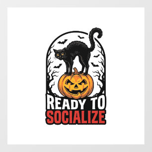 ソーシャル ハロウィン 猫 スプーキー パーティー ユーモア デザイン 1 ウィンドウサイン