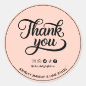 ソーシャル・ハンドルを使用してビジネスに感謝 ラウンドシール (正面)