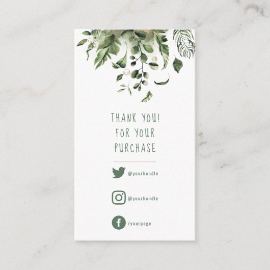 ソーシャル・リンク、葉カードを挿入する感謝してい、緑の エンクロージャーカード (正面)