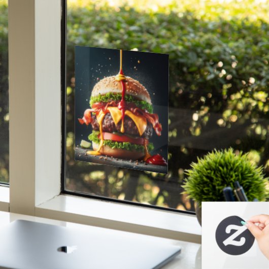 ソースがはねたハンバーガー ウィンドウサイン (オフィス)