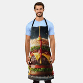 ソースがはねたハンバーガー エプロン (着用した状態)