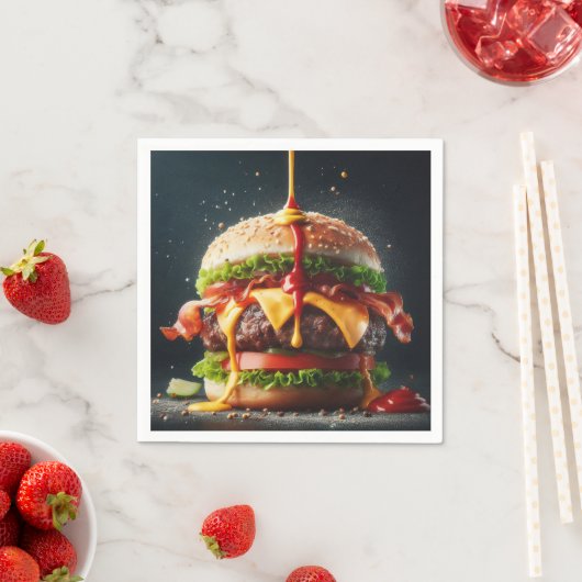 ソースがはねたハンバーガー スタンダードカクテルナプキン (インサイチュ)