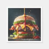 ソースがはねたハンバーガー スタンダードカクテルナプキン (正面)