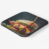 ソースが飛び散るハンバーガー ペーパープレート (傾斜あり)