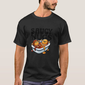 ソースのナグ漫画の食べおもしろい物BBQソースチキンニュー Tシャツ