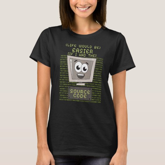 ソースコードのプログラミングコンピュータで生活を楽にする Tシャツ (正面)