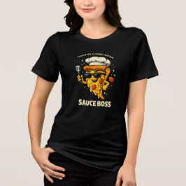 ソースボスTシャツ – 楽しいピザシェフスライスのキャラクター トライブレンドＴシャツ