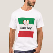 ソース日イタリアン旗ハートノンナカスタム写真 Tシャツ (正面)
