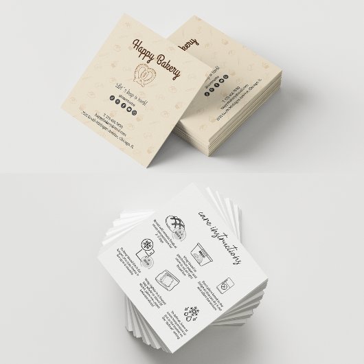 ソース気にドの指示ベージュベーカリーアイコン スクエア名刺