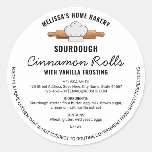 ソース生地ベーカリーコテージ法フードライセンスラベル ラウンドシール (正面)