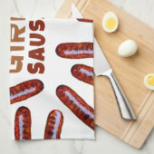 ソーセージが大好きな女の子だけ キッチンタオル (四つ折り)