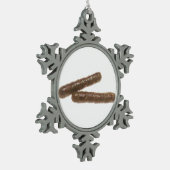 ソーセージのリンク スノーフレークピューターオーナメント (左)