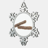 ソーセージのリンク スノーフレークピューターオーナメント (右)