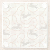 ソーセージの背景を持つ幸運な犬 ガラスコースター (裏面)