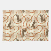 ソーセージの背景を持つ幸運な犬 キッチンタオル (横)