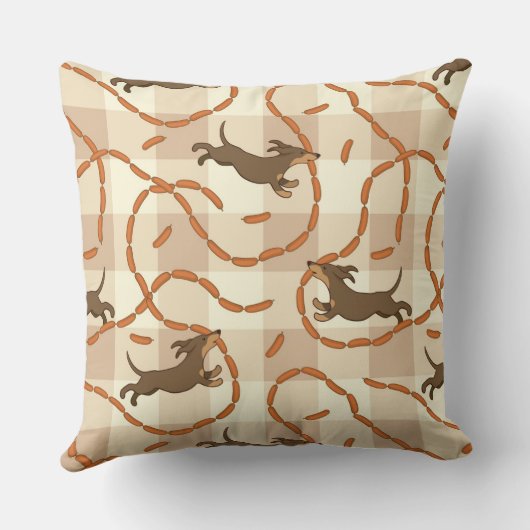 ソーセージの背景を持つ幸運な犬 クッション (裏面)