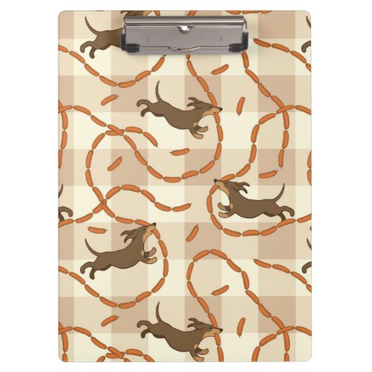 ソーセージの背景を持つ幸運な犬 クリップボード (正面)