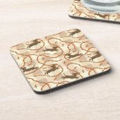 ソーセージの背景を持つ幸運な犬 コースター (左側)