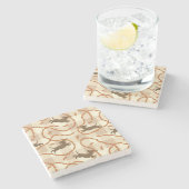 ソーセージの背景を持つ幸運な犬 ストーンコースター (横)