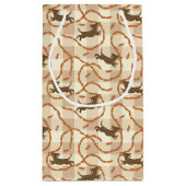 ソーセージの背景を持つ幸運な犬 スモールペーパーバッグ (裏面)