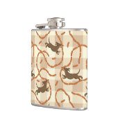 ソーセージの背景を持つ幸運な犬 フラスク (左)