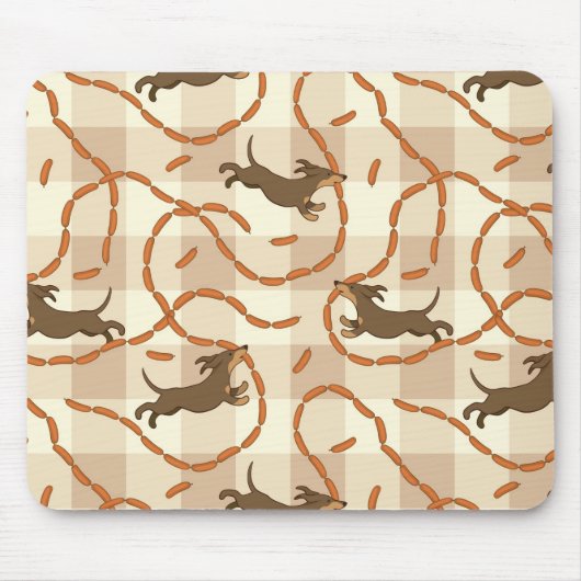 ソーセージの背景を持つ幸運な犬 マウスパッド (正面)