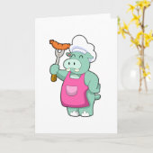 ソーセージを持つ料理人としてのカバ カード (黄色い花)