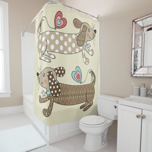 ソーセージドッグダシュント シャワーカーテン (インサイチュ)